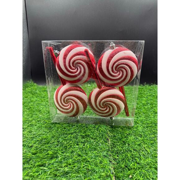 Set of 4 Candy Cane Holiday Deluxe Christmas Shatterproof Ornaments - Picture 2 of 8